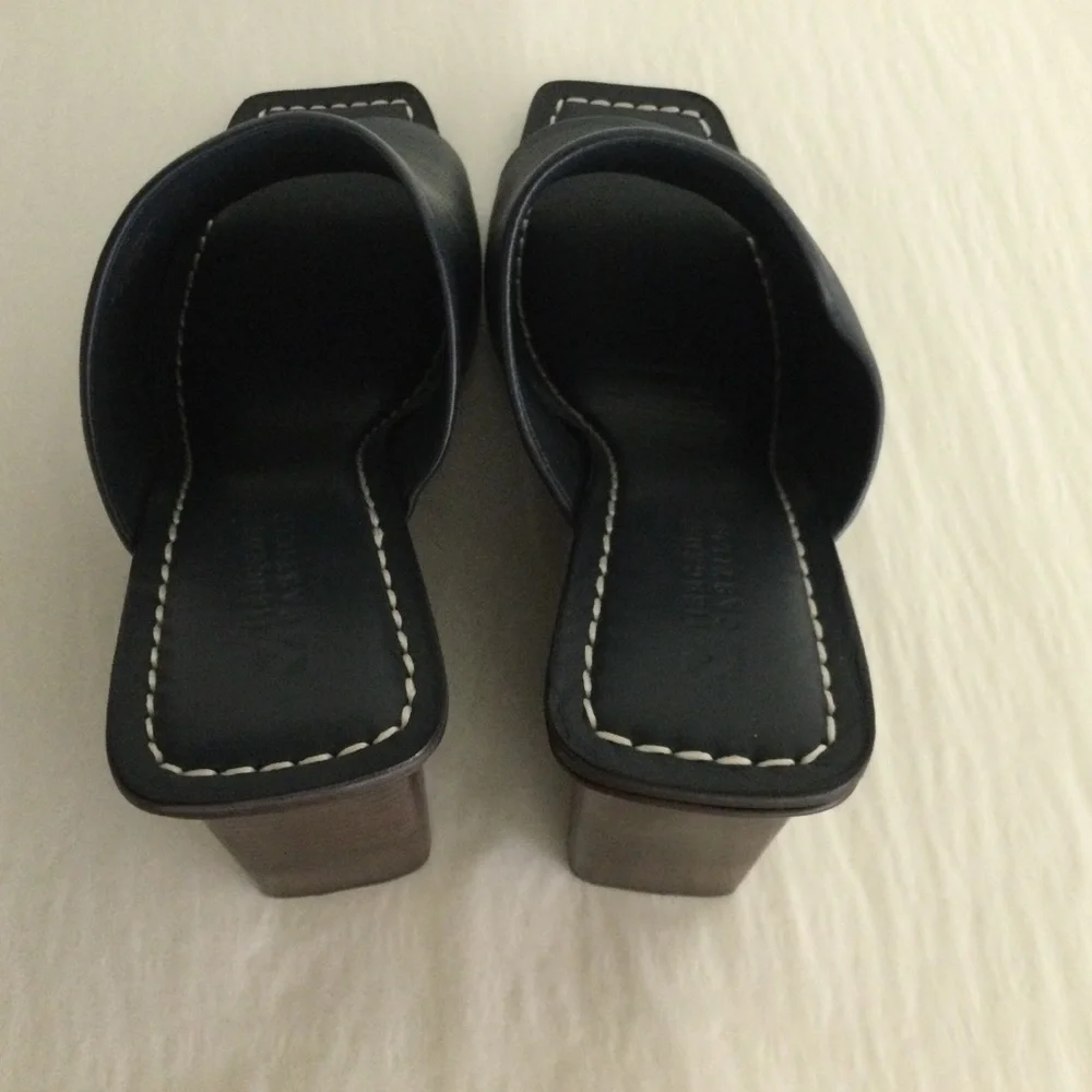 Mercedes Castillo Leonor Leather Wedge Sandal Size 9 Women Shoe Color Navy